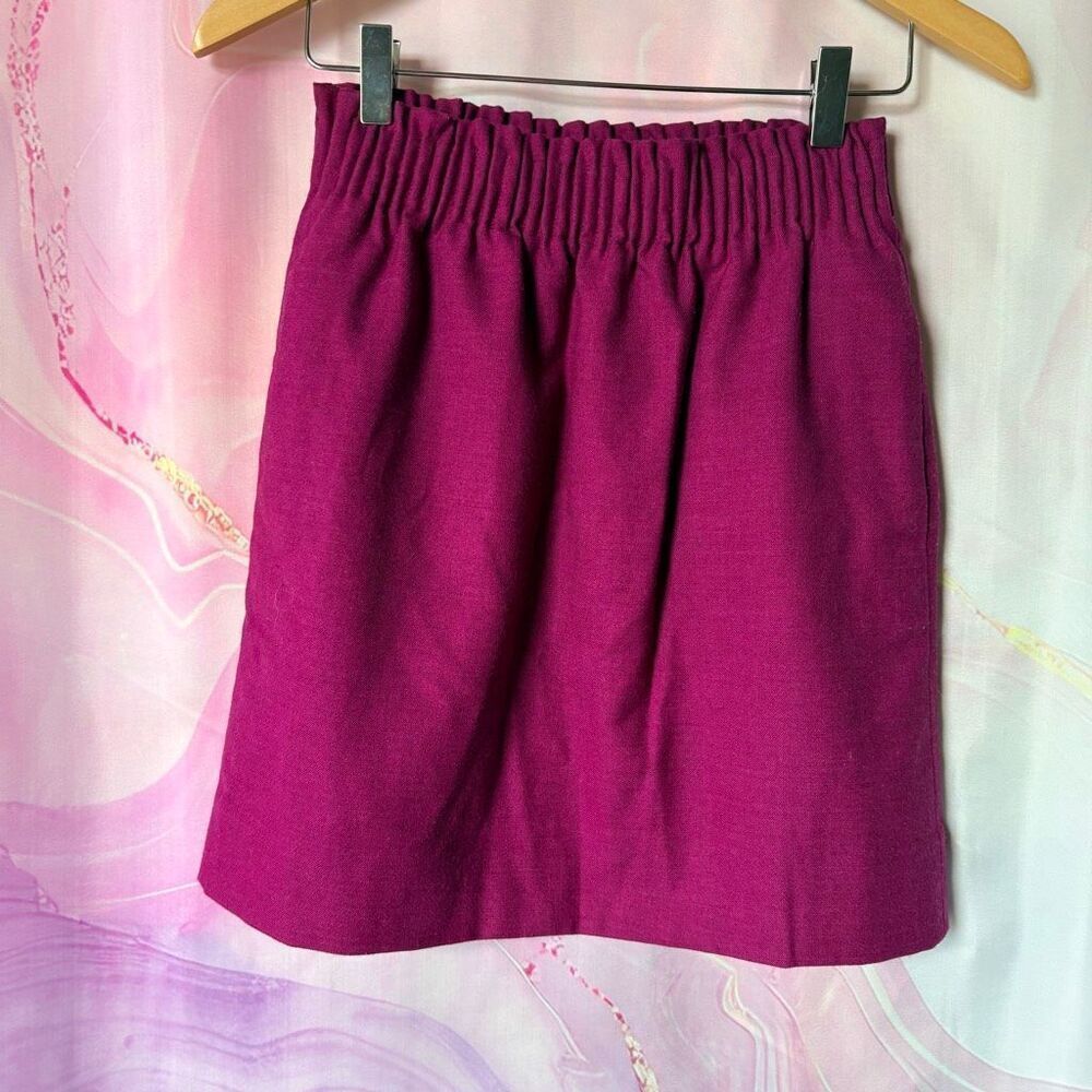 J. Crew 00 Purple Magenta Wool Skirt Retro Classic Preppy Professional Luxury
